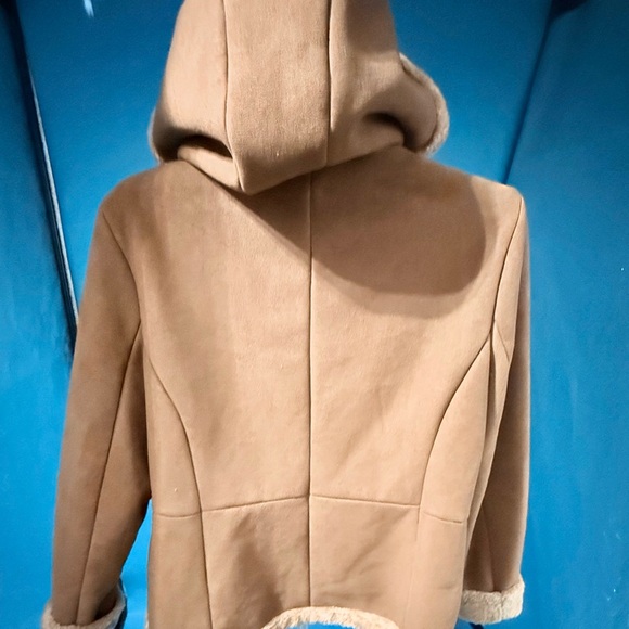 🧥SALE Vintage Braetan LARGE Brown Jacket Coat Faux Suede Hooded Fur Collar - Picture 5 of 10